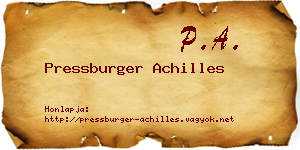 Pressburger Achilles névjegykártya